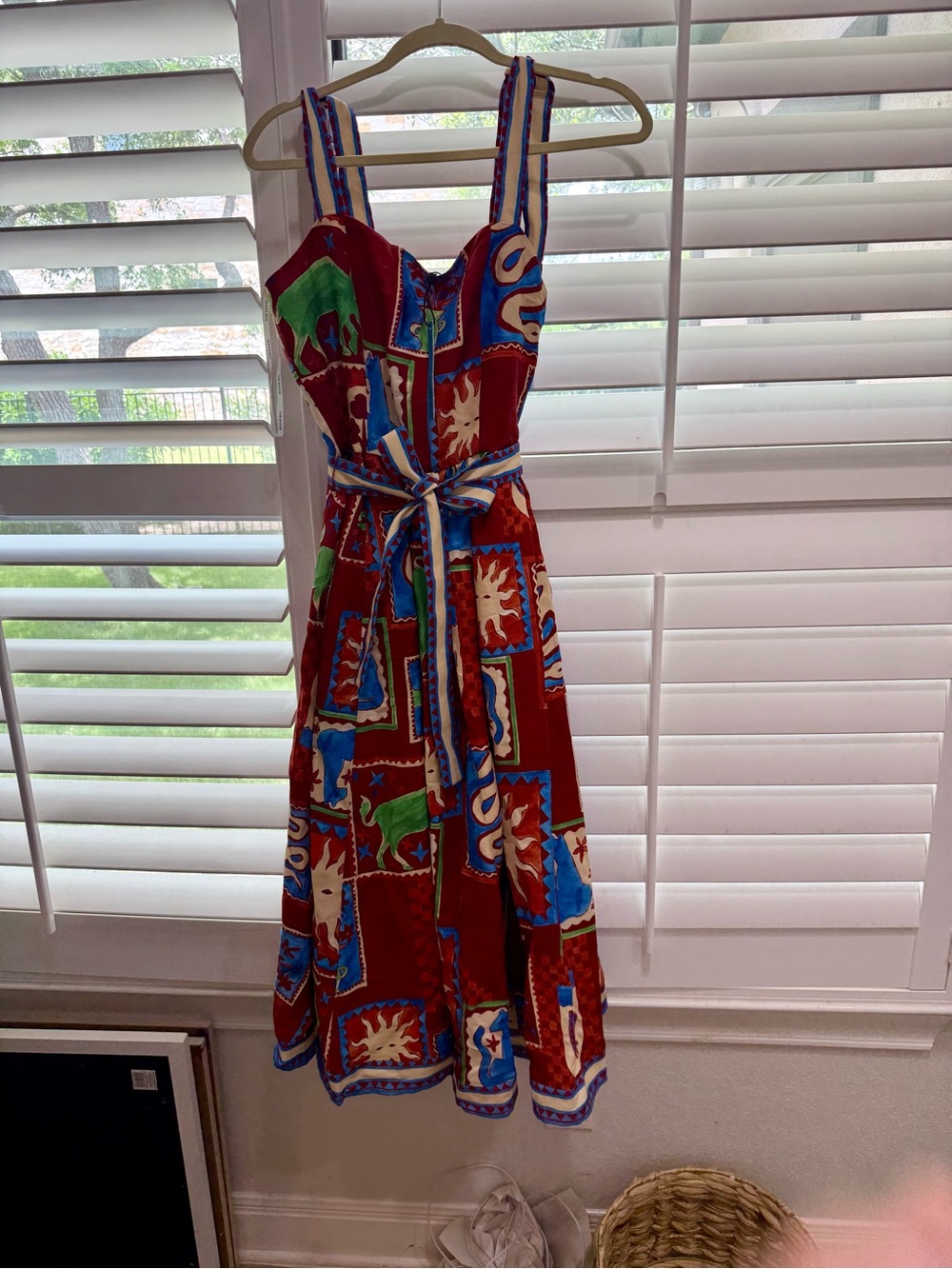 HUNTER BELL Red Multi Patchwork Print Midi Dress - Picture 3 of 6